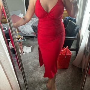 HALARA Vibrant Red Midi Dress